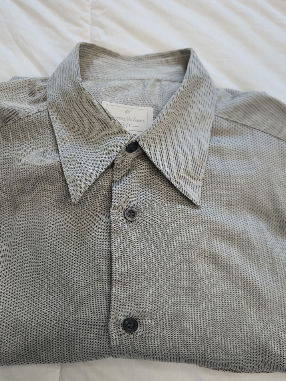 Ermenegildo Zegna Soft Long Sleeve Button Up Shirt Men L Grey Striped Spain0630